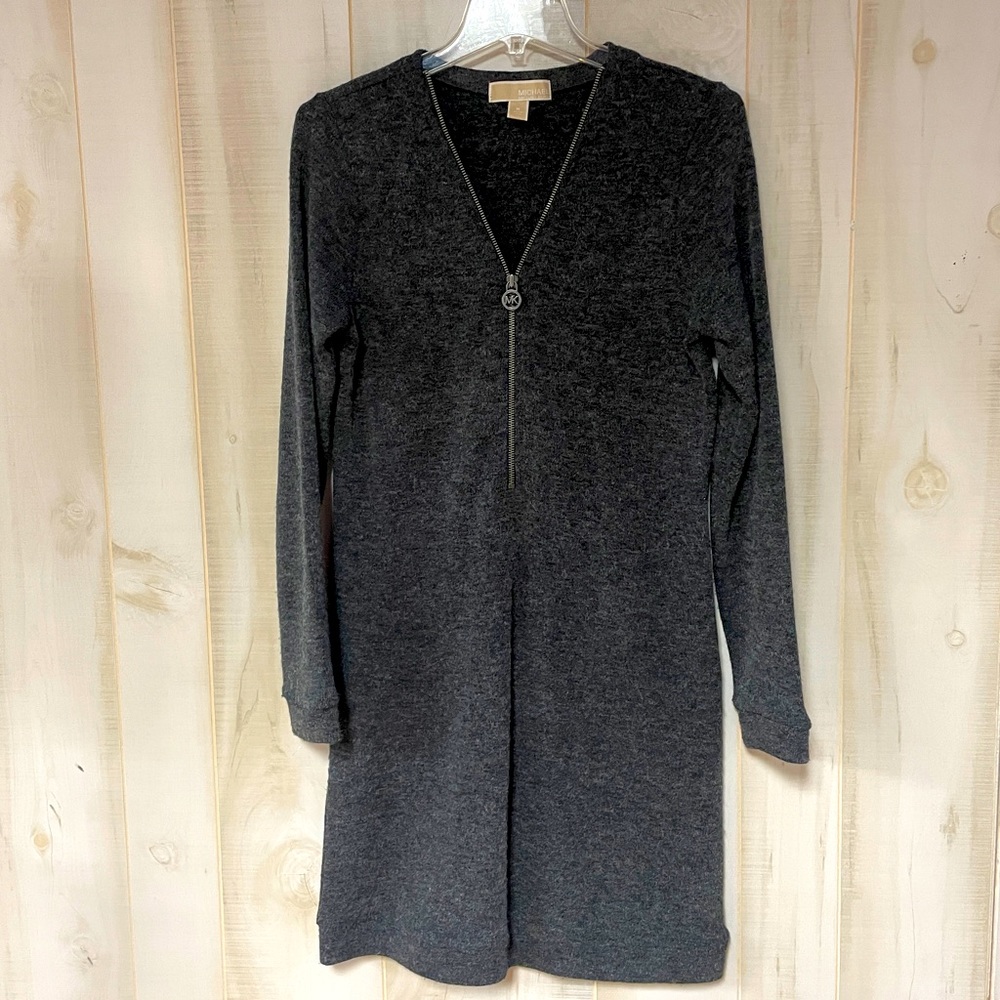 Michael Kors Gray Half Zip Sweater Dress Sz M